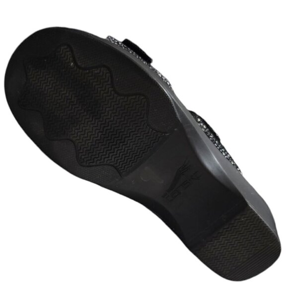 Dansko Sophie Black Shagreen Open Toe Wedge Sandals Sz 8M - Picture 5 of 7